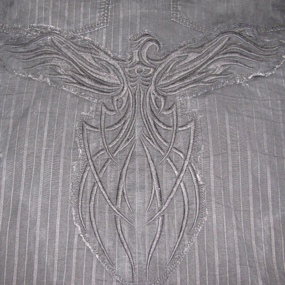 Roar SS Black Embroidered 2 sided Button up LARGE - Picture 5 of 7